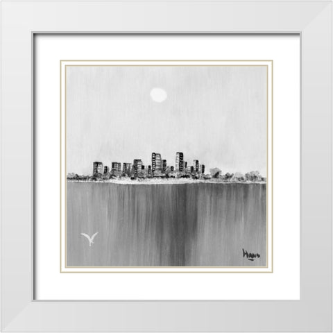 New York Skyline II White Modern Wood Framed Art Print with Double Matting by de Bruijn, Hans