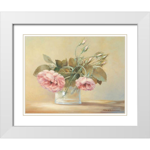 Spring roses White Modern Wood Framed Art Print with Double Matting by Scholnhammer, Heinz