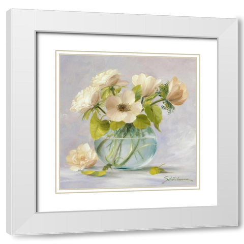 Yellow anemones White Modern Wood Framed Art Print with Double Matting by Scholnhammer, Heinz