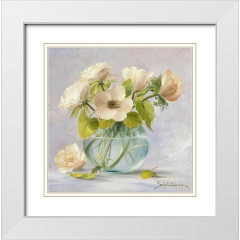 Yellow anemones White Modern Wood Framed Art Print with Double Matting by Scholnhammer, Heinz