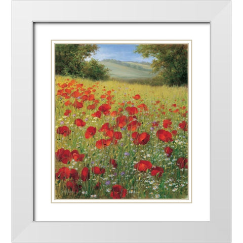Sparkling field II White Modern Wood Framed Art Print with Double Matting by Scholnhammer, Heinz