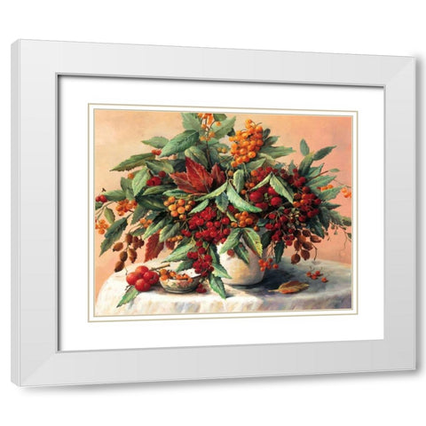 Autumn bouquet White Modern Wood Framed Art Print with Double Matting by Bosman, Johan