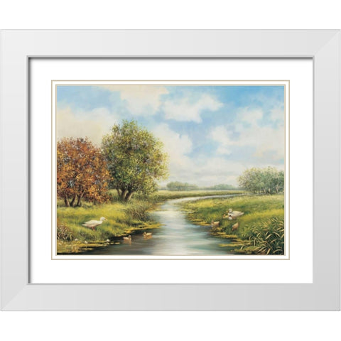 A natural harmony White Modern Wood Framed Art Print with Double Matting by de Jong, Johan