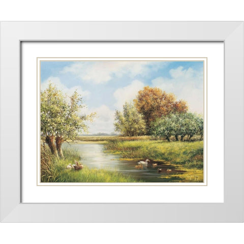 A natural peace White Modern Wood Framed Art Print with Double Matting by de Jong, Johan