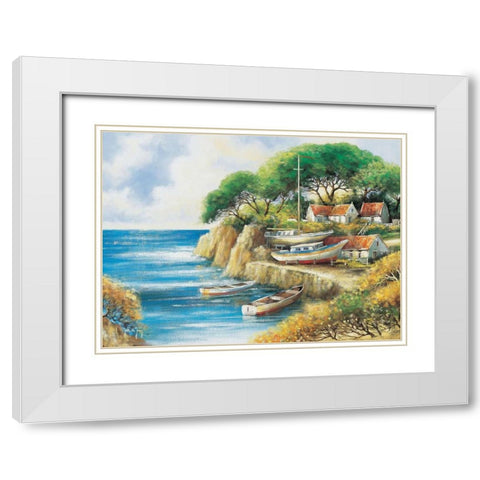 A sailors tranquillity White Modern Wood Framed Art Print with Double Matting by de Jong, Johan