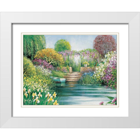 Memories of Giverny II White Modern Wood Framed Art Print with Double Matting by de Jong, Johan