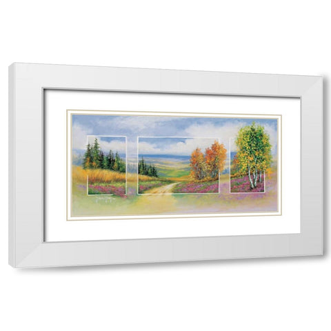 Spring triptychon White Modern Wood Framed Art Print with Double Matting by de Jong, Johan