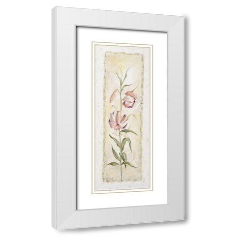 Garden delight-lily White Modern Wood Framed Art Print with Double Matting by Bonet, Julia