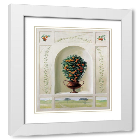 Orange grove White Modern Wood Framed Art Print with Double Matting by Bonet, Julia