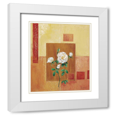 A patchwork rose I White Modern Wood Framed Art Print with Double Matting by Bonet, Julia