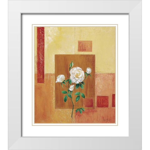 A patchwork rose I White Modern Wood Framed Art Print with Double Matting by Bonet, Julia