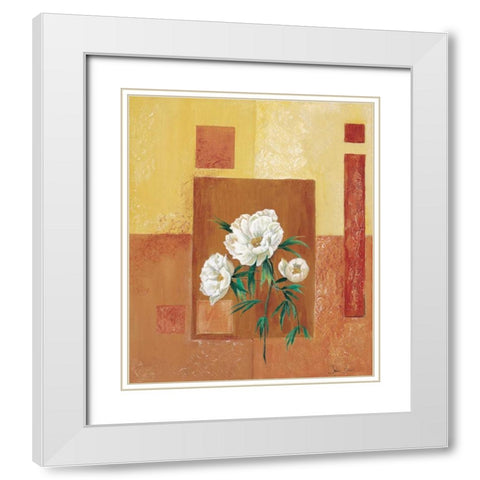A patchwork rose II White Modern Wood Framed Art Print with Double Matting by Bonet, Julia