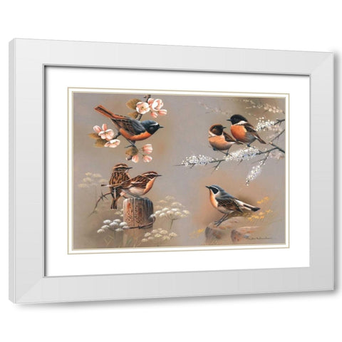 Bird composition White Modern Wood Framed Art Print with Double Matting by Weenink, Jan