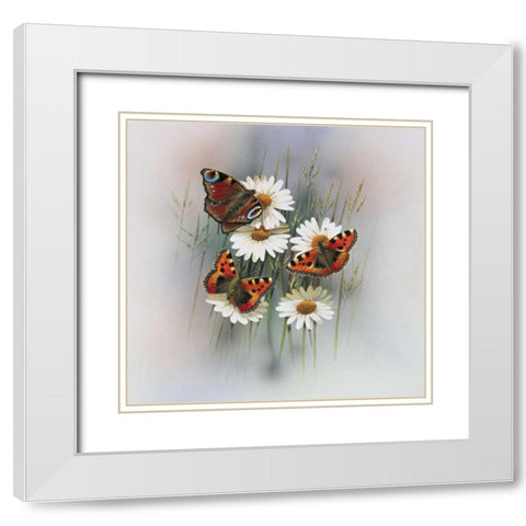 Butterflies White Modern Wood Framed Art Print with Double Matting by Weenink, Jan
