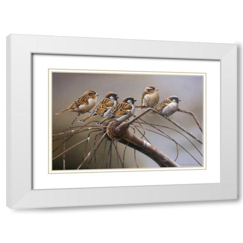 Birds on a broken bicycle White Modern Wood Framed Art Print with Double Matting by Weenink, Jan