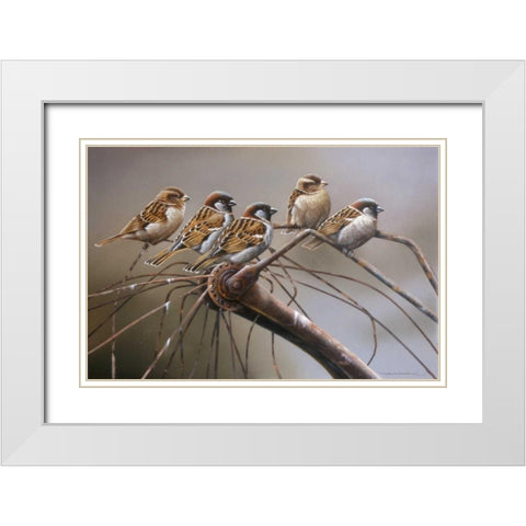 Birds on a broken bicycle White Modern Wood Framed Art Print with Double Matting by Weenink, Jan