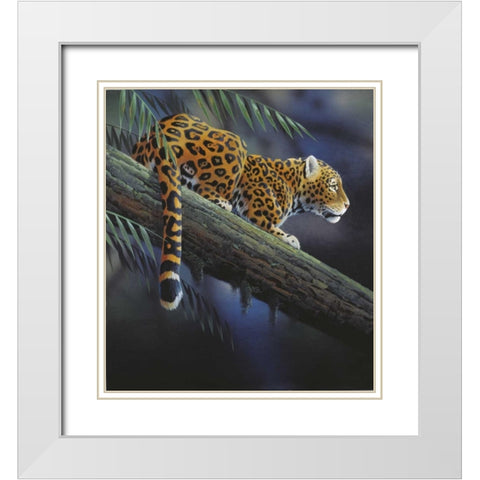 Jaguar in tree White Modern Wood Framed Art Print with Double Matting by Weenink, Jan