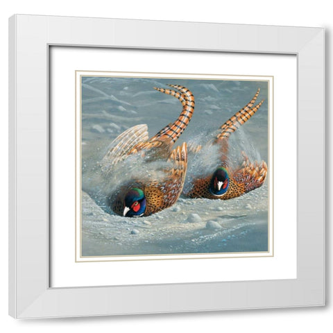 Gold pheasant White Modern Wood Framed Art Print with Double Matting by Weenink, Jan