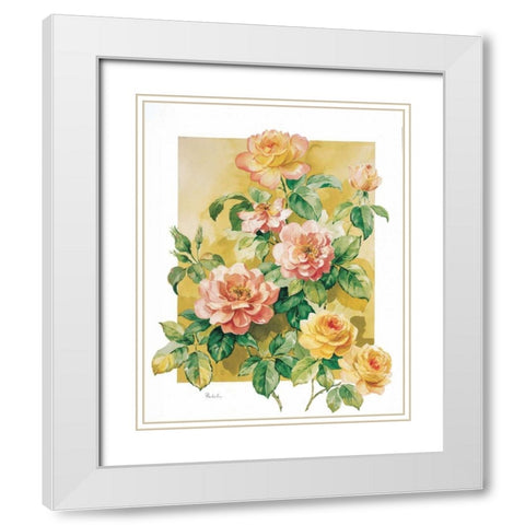Charming roses White Modern Wood Framed Art Print with Double Matting by Kumorek, Krysztov