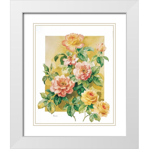 Charming roses White Modern Wood Framed Art Print with Double Matting by Kumorek, Krysztov