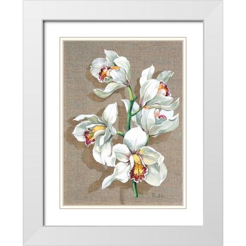 Pretty floral I White Modern Wood Framed Art Print with Double Matting by Kumorek, Krysztov