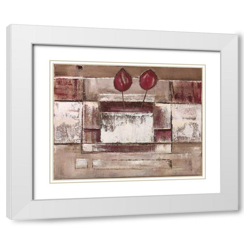 Floral set I White Modern Wood Framed Art Print with Double Matting by Peters, Kristel