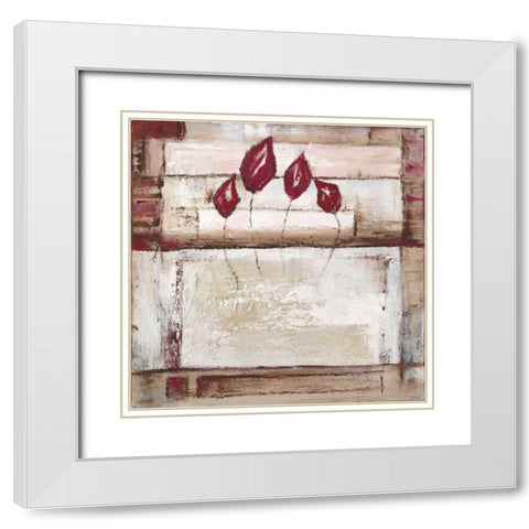 Floral set II White Modern Wood Framed Art Print with Double Matting by Peters, Kristel