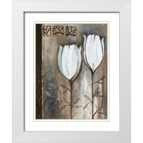 Tulip deco I White Modern Wood Framed Art Print with Double Matting by Peters, Kristel