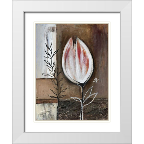 Tulip in brown IV White Modern Wood Framed Art Print with Double Matting by Peters, Kristel