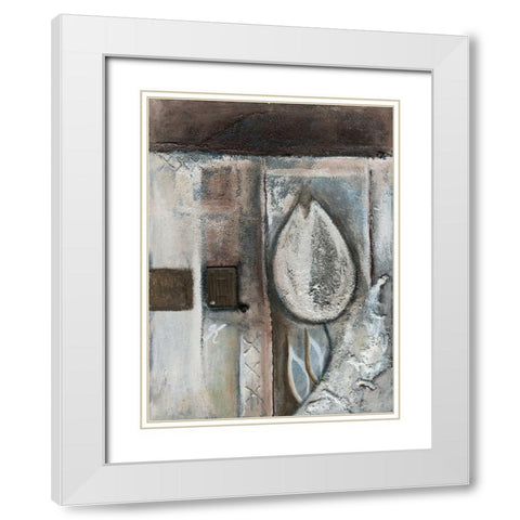 Tulipo Brown II White Modern Wood Framed Art Print with Double Matting by Peters, Kristel