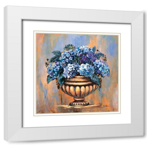 Blue hydrangea delight White Modern Wood Framed Art Print with Double Matting by Schottler, Katharina