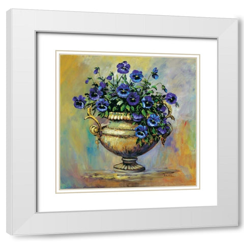 Blue pansies delight White Modern Wood Framed Art Print with Double Matting by Schottler, Katharina