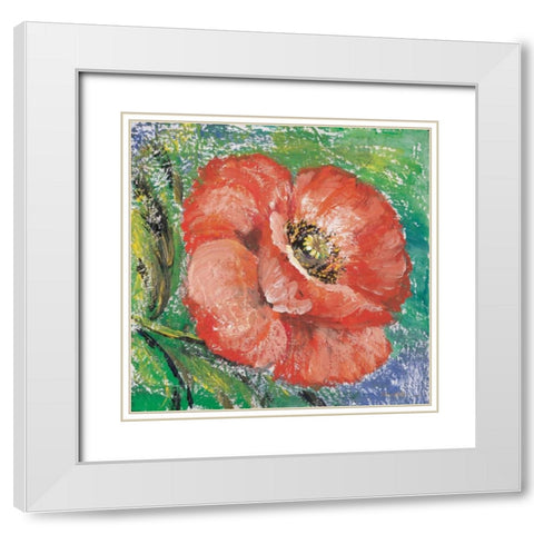 Poppy White Modern Wood Framed Art Print with Double Matting by Schottler, Katharina