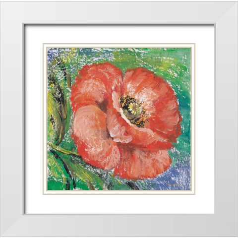 Poppy White Modern Wood Framed Art Print with Double Matting by Schottler, Katharina