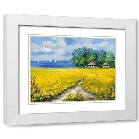 Clouds of contentment White Modern Wood Framed Art Print with Double Matting by Schottler, Katharina