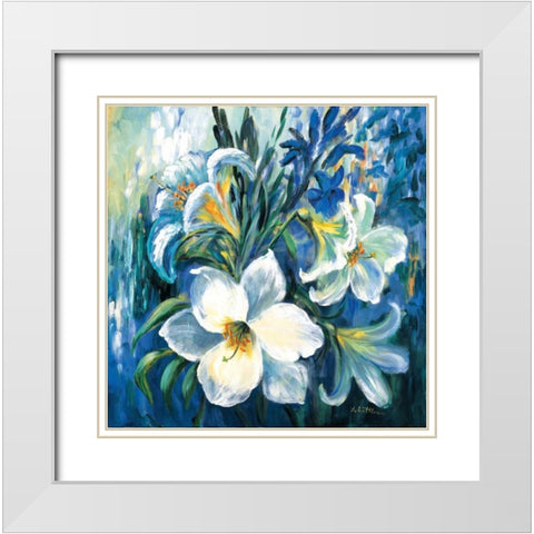 White lilies in Spring White Modern Wood Framed Art Print with Double Matting by Schottler, Katharina