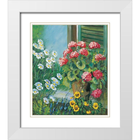 Flowers at your window White Modern Wood Framed Art Print with Double Matting by Schottler, Katharina