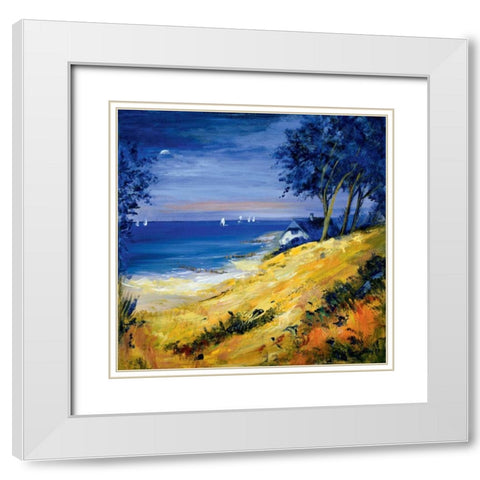 The sea and home White Modern Wood Framed Art Print with Double Matting by Schottler, Katharina