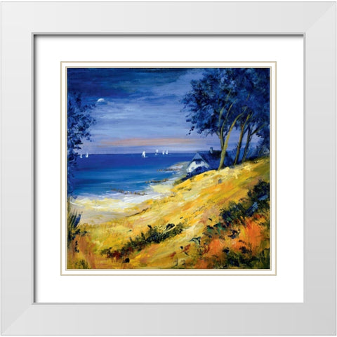 The sea and home White Modern Wood Framed Art Print with Double Matting by Schottler, Katharina