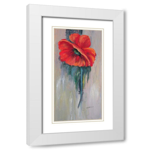 Red poppy III White Modern Wood Framed Art Print with Double Matting by Schottler, Katharina