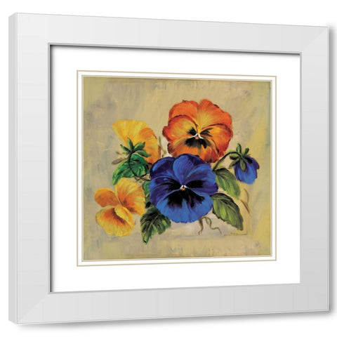 Colourful pansies White Modern Wood Framed Art Print with Double Matting by Schottler, Katharina