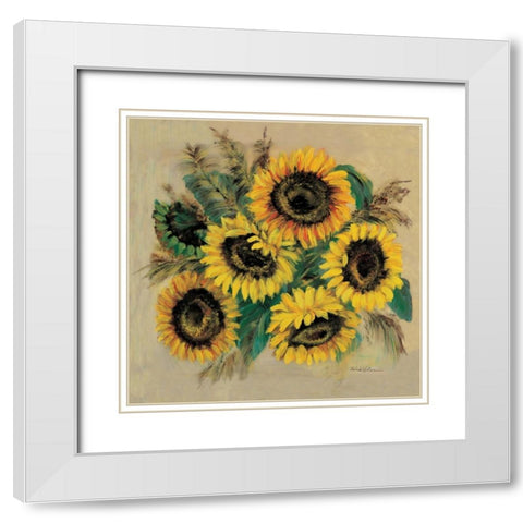 Sparkling sunflowers White Modern Wood Framed Art Print with Double Matting by Schottler, Katharina
