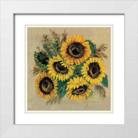 Sparkling sunflowers White Modern Wood Framed Art Print with Double Matting by Schottler, Katharina