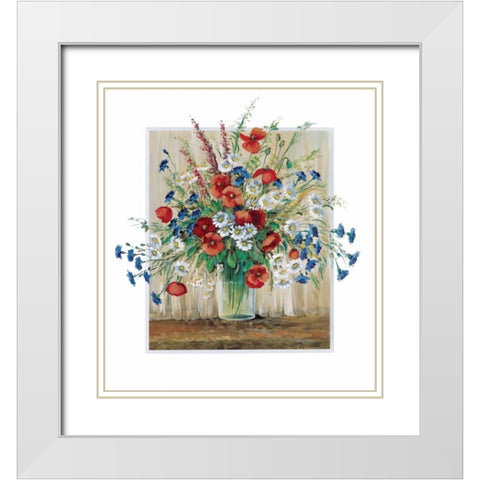 A vase with poppies White Modern Wood Framed Art Print with Double Matting by Schottler, Katharina