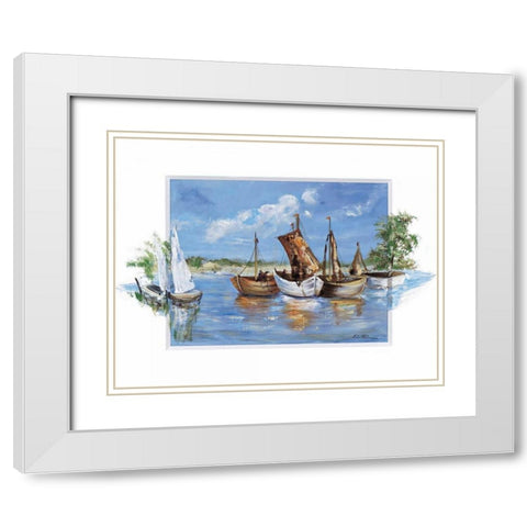 Peaceful scene White Modern Wood Framed Art Print with Double Matting by Schottler, Katharina