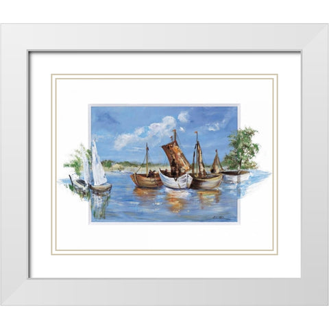 Peaceful scene White Modern Wood Framed Art Print with Double Matting by Schottler, Katharina