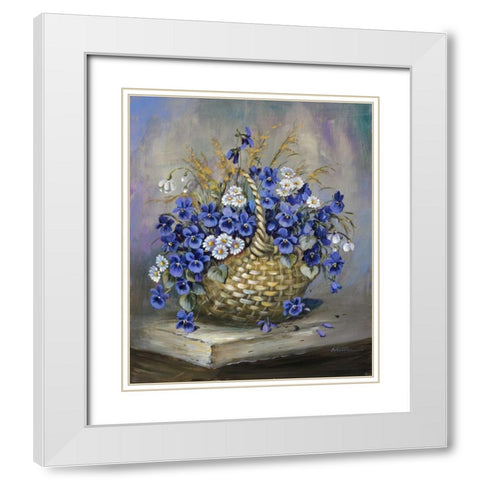 Basket in blue White Modern Wood Framed Art Print with Double Matting by Schottler, Katharina
