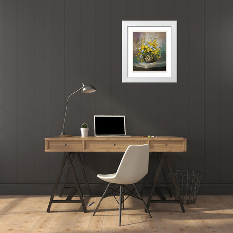 Basket in yellow White Modern Wood Framed Art Print with Double Matting by Schottler, Katharina