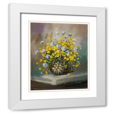 Basket in yellow White Modern Wood Framed Art Print with Double Matting by Schottler, Katharina