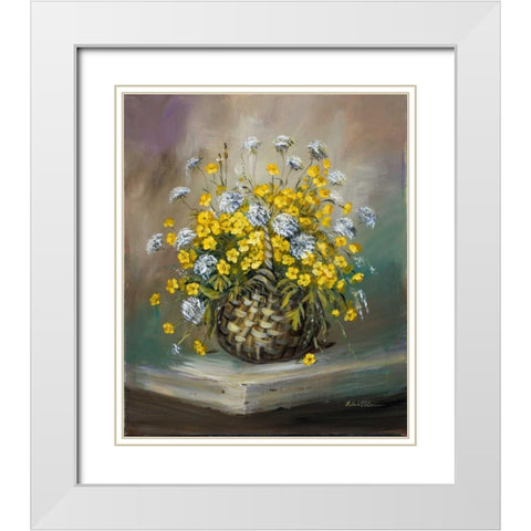 Basket in yellow White Modern Wood Framed Art Print with Double Matting by Schottler, Katharina